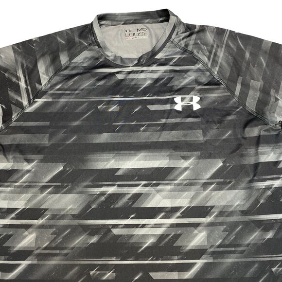 Under armour Tee Shirt Mens Size Medium Gray Tie Dye Heatgear Loose Short Sleeve - Picture 8 of 13